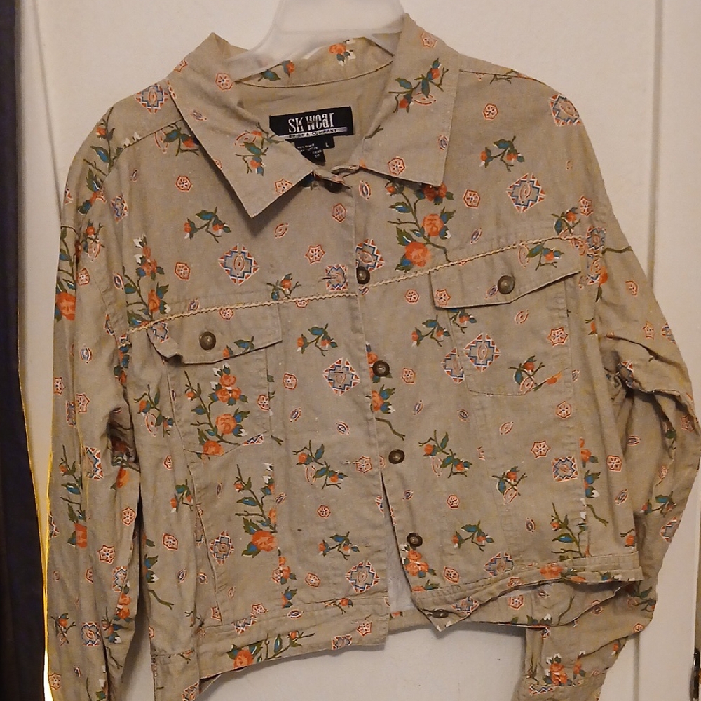 Orange and Tan Jean Jacket with Cartoon Motifs